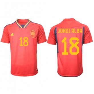Spanien Jordi Alba #18 Hemmatröja VM 2022 Korta ärmar